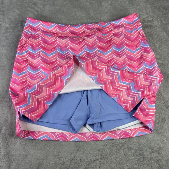 Vineyard Vines Skort Womens 12 Pink Blue Chevron Golf Tennis Stretch Pockets - Picture 10 of 16